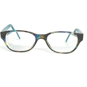 Tory Burch Multicolor Tortoiseshell Cat-Eye Glasses with Teal Temples